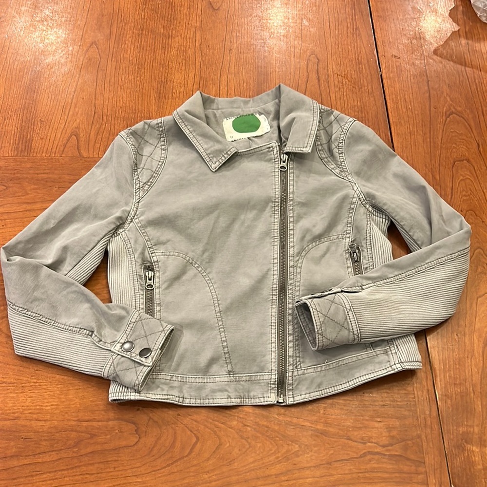 Anthropologie light gray moto jacket